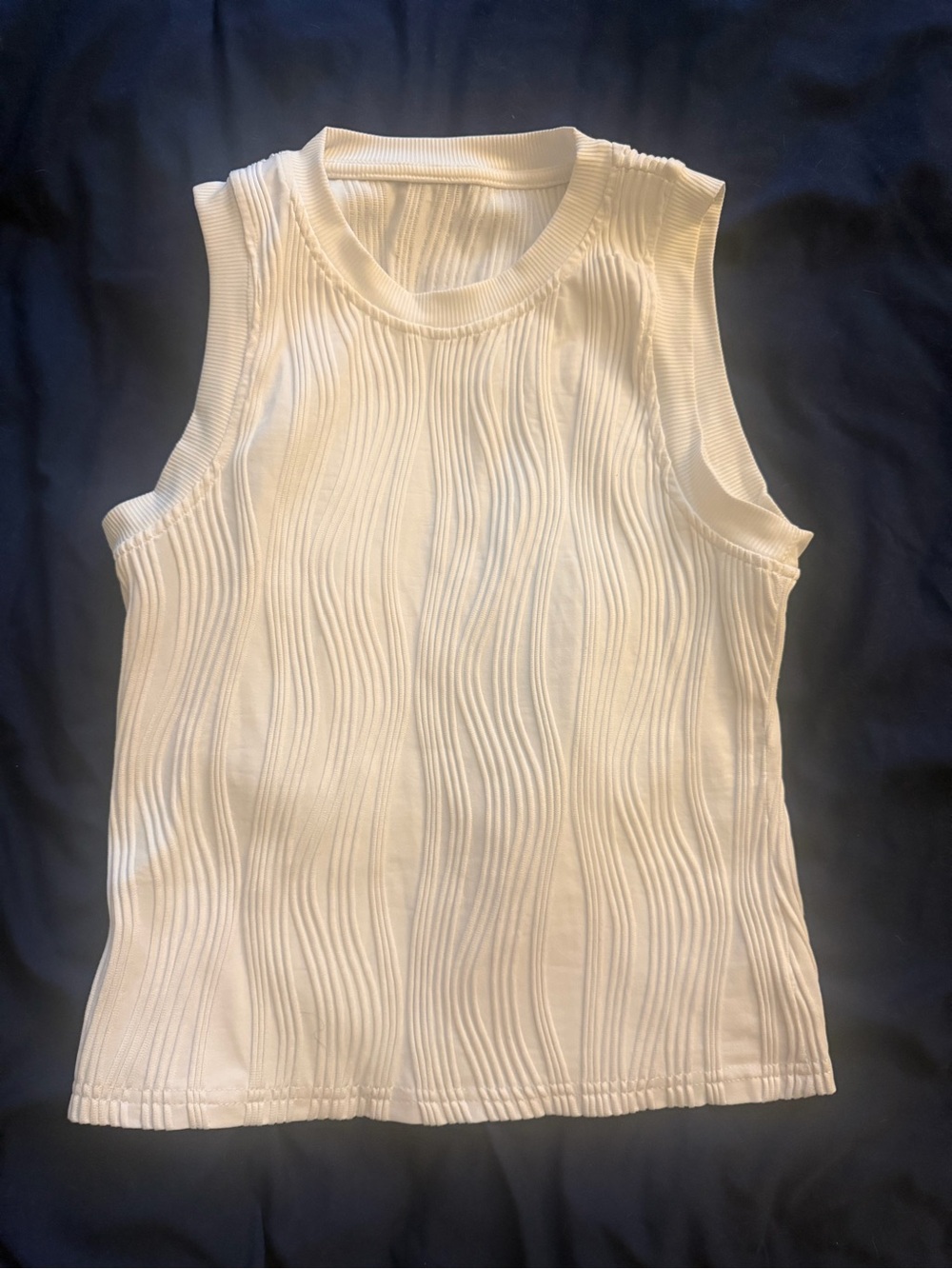 Commense Cream Textured Wave Rib Tank